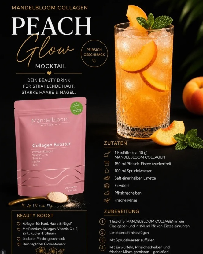 Mandelbloom Collagen Booster Peach Glow Mocktail
